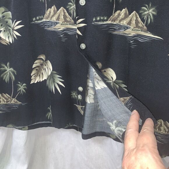 XL Vtg 80s Mens Pierre Cardin 100% Rayon Hawaiian Shirt Aloha Korea Border Print - Picture 3 of 12